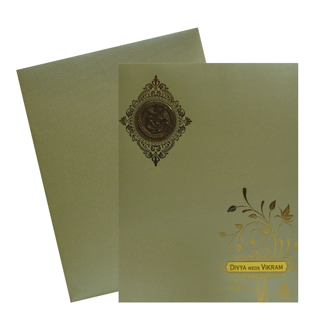 Light Olive Green Wedding Card-KNKGN5026