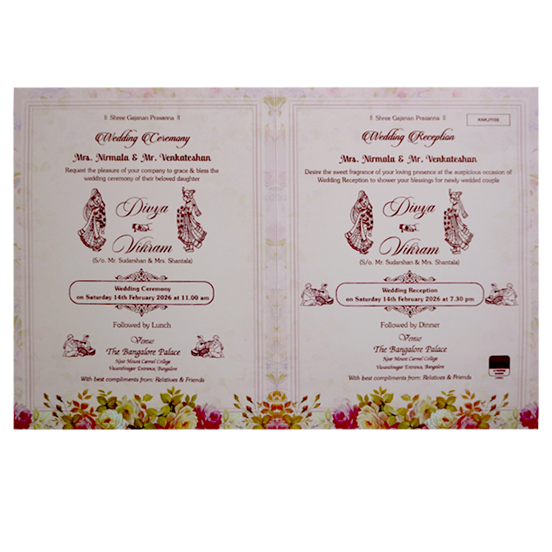 Pink Floral Design Nameplate Wedding Invitation-KNKJ1108