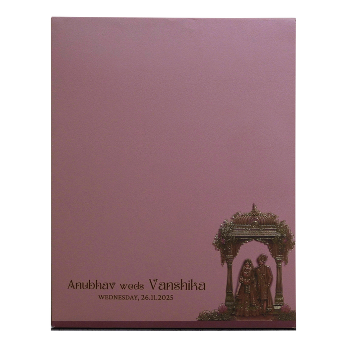 Pink Premium Padded Wedding Invitation-King of Cards