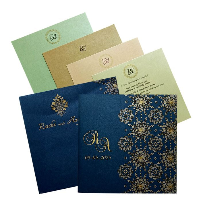 Celebrate in style with customized Dark Blue Gold Design Invitation Order now! ?WhatsApp Support ?Express Delivery.