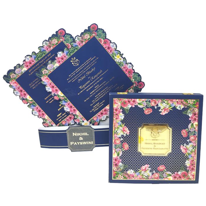 Royal Blue Premium Acrylic Box Invitation - KNKUP049