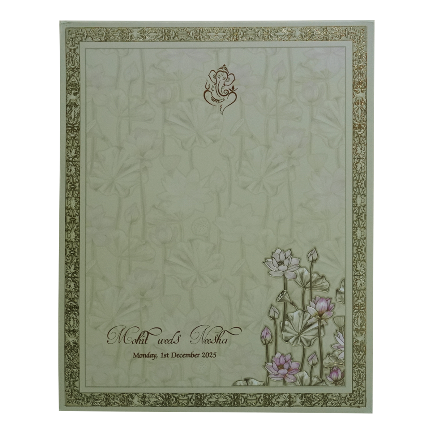 Cream Laser Cut MDF Premium Wedding Card-KPR24250