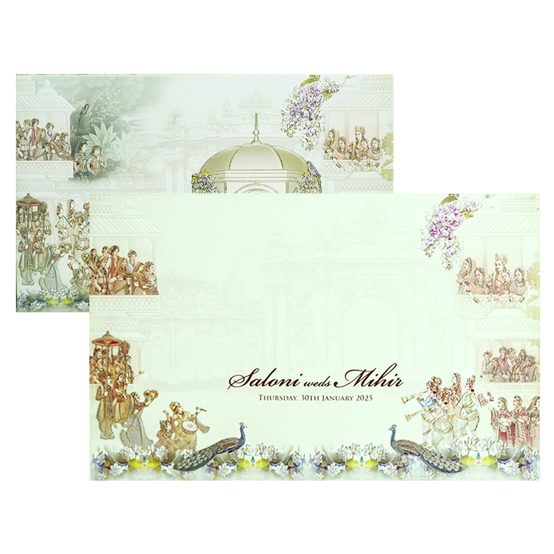 Lime Yellow Royal Traditional Wedding Card-KPR23860