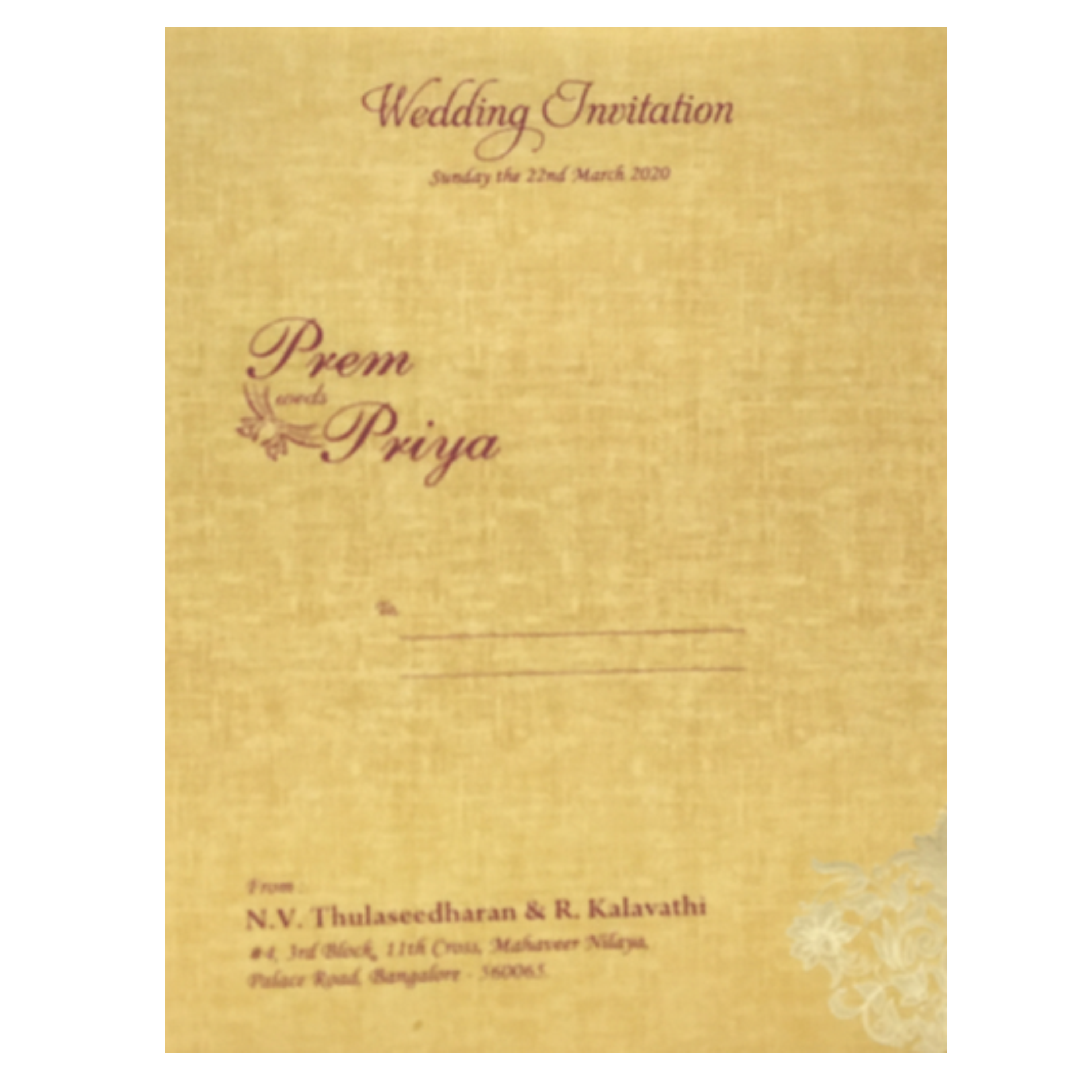 Brown Gold Premium Padded Stiff Board Invitation Card-KNPS9501N