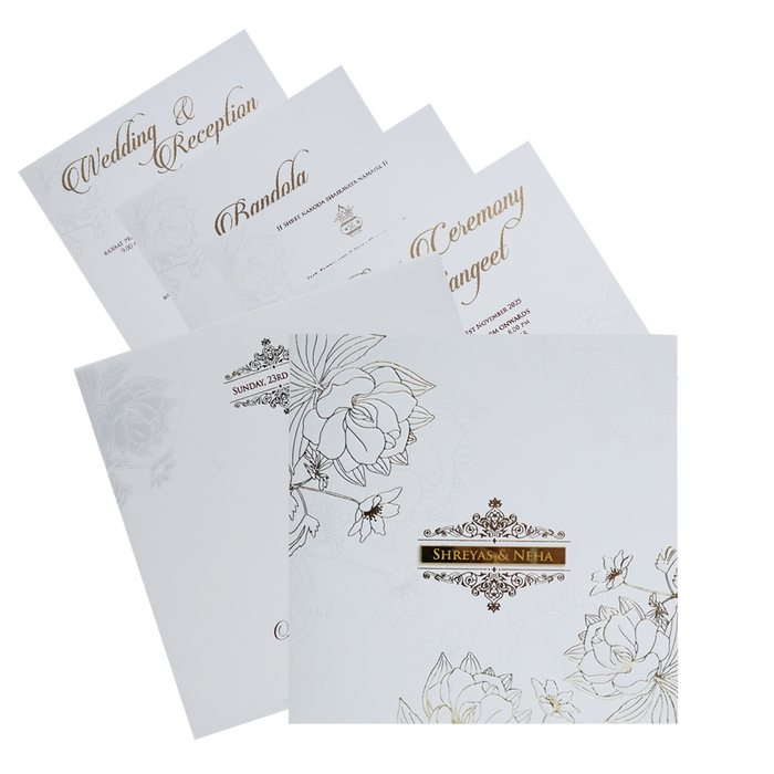 White Elegant Floral Wedding Invitation-King of Cards