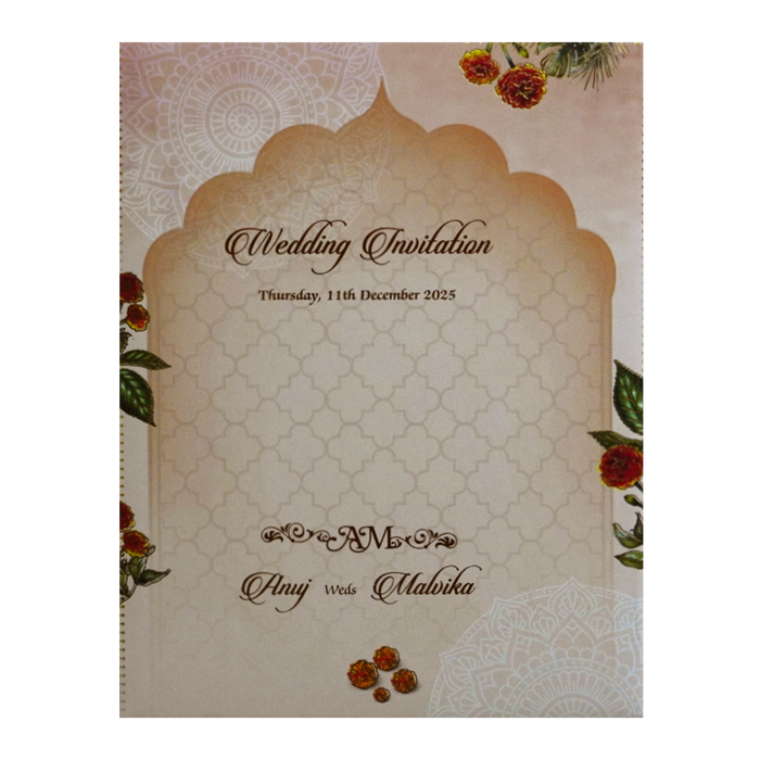 Cream Padded Wedding Card-King of Cards