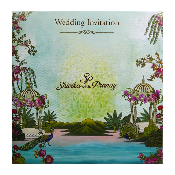 Soft Blue Padded Wedding Card-King of Cards