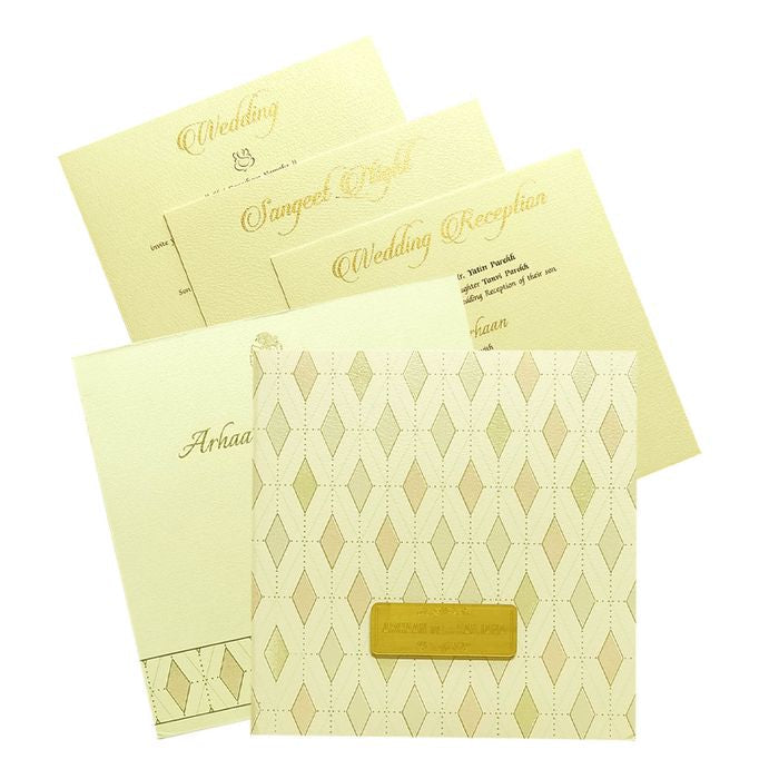 Cream Nameplate Padded Invitation Card-KRC29252