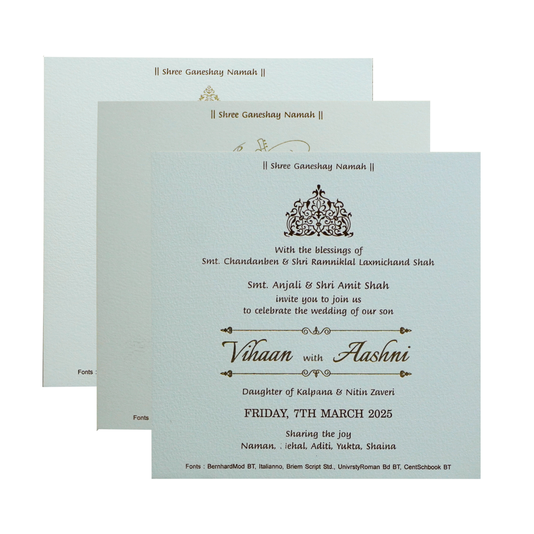 White Embossed Floral Padded Invitation Card-KRC30480