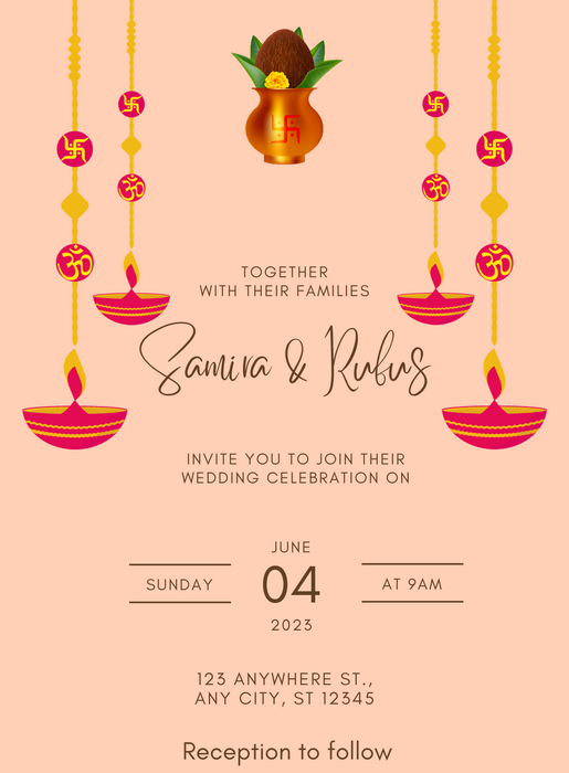 Pink Kalash Hindu Wedding Invitation-AAHIN008