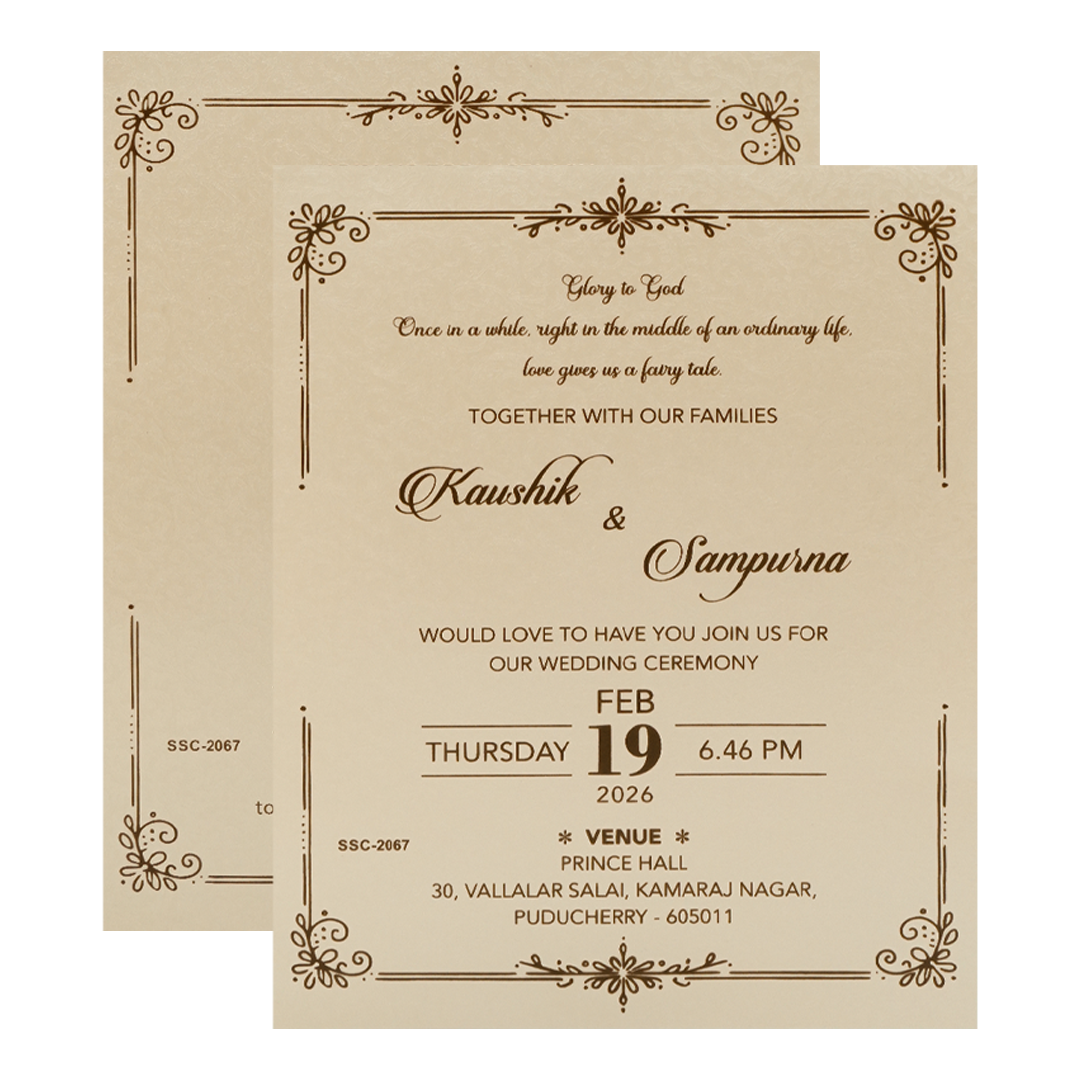 Buy Cream Gold Floral Padded Wedding Card