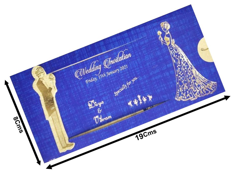 Blue personal slide bride and groom wedding invitation card-King of Cards
