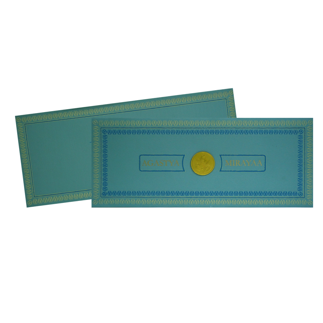 Aqua Blue Nameplate Invitation Card-KRC30061