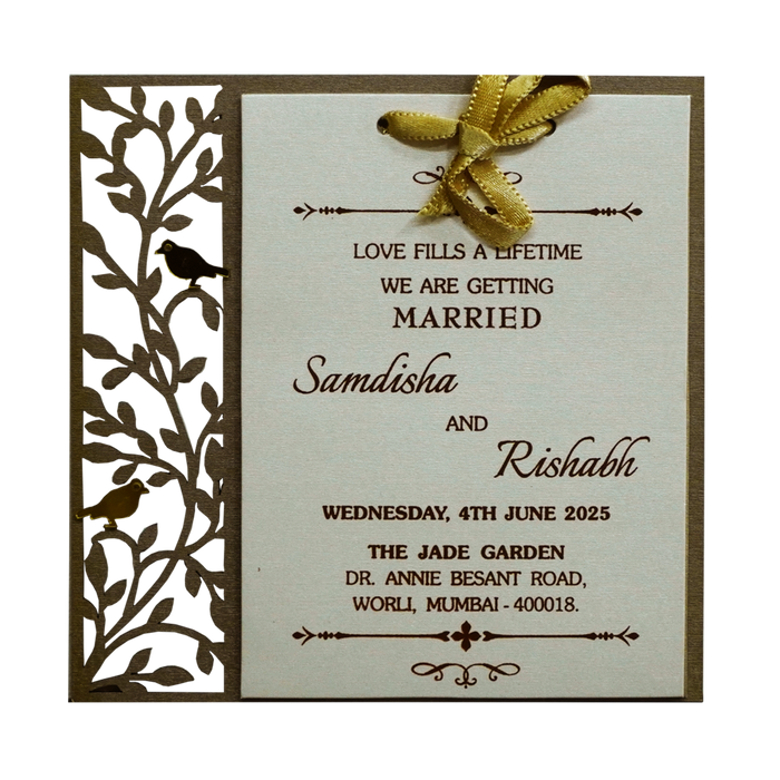 Shimmery Brown MDF Invitation-King of Cards