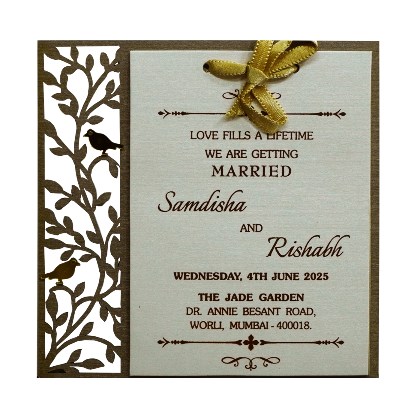 Shimmery Brown MDF Invitation-Krc30850