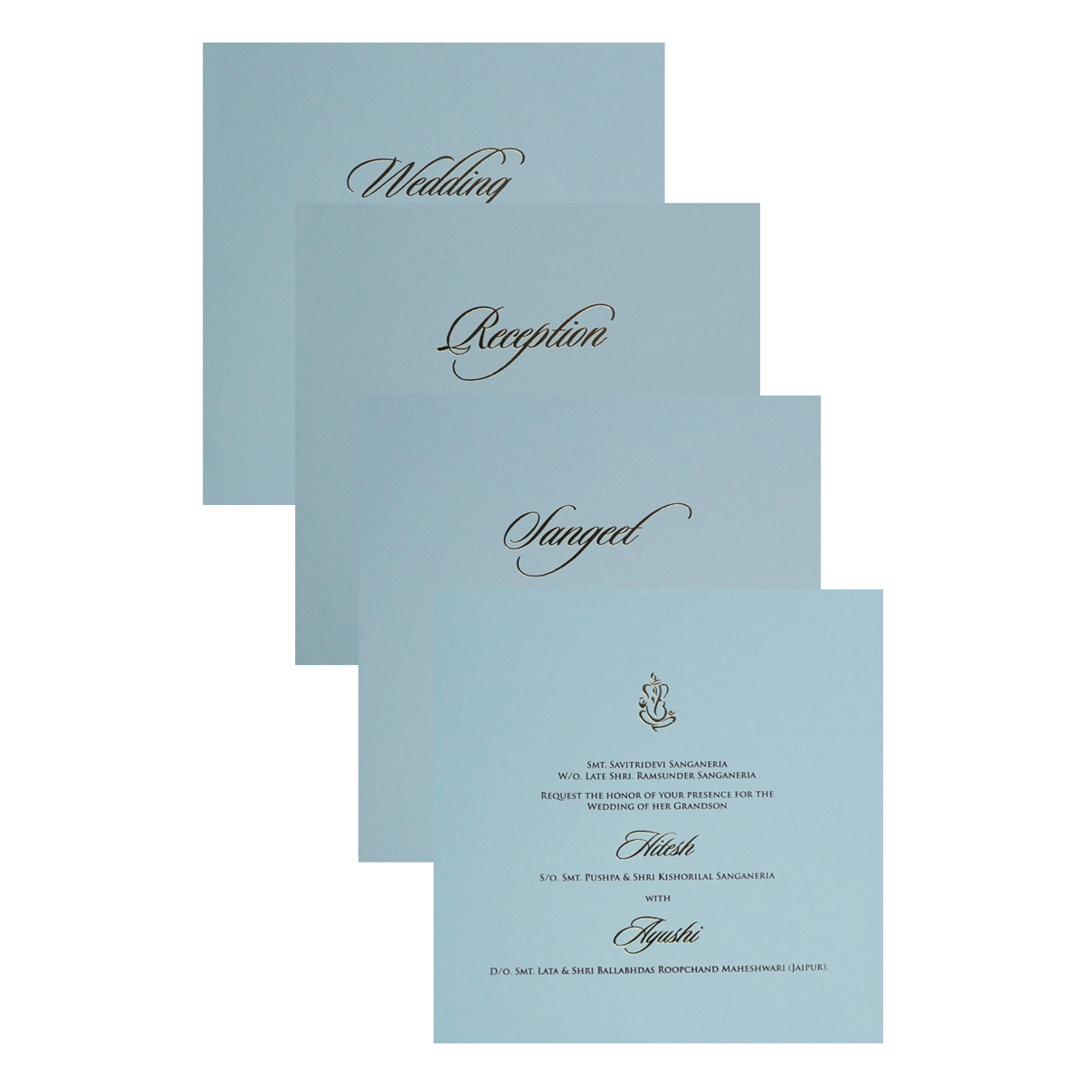 Blue Pattern Design Wedding Card-KPR23270
