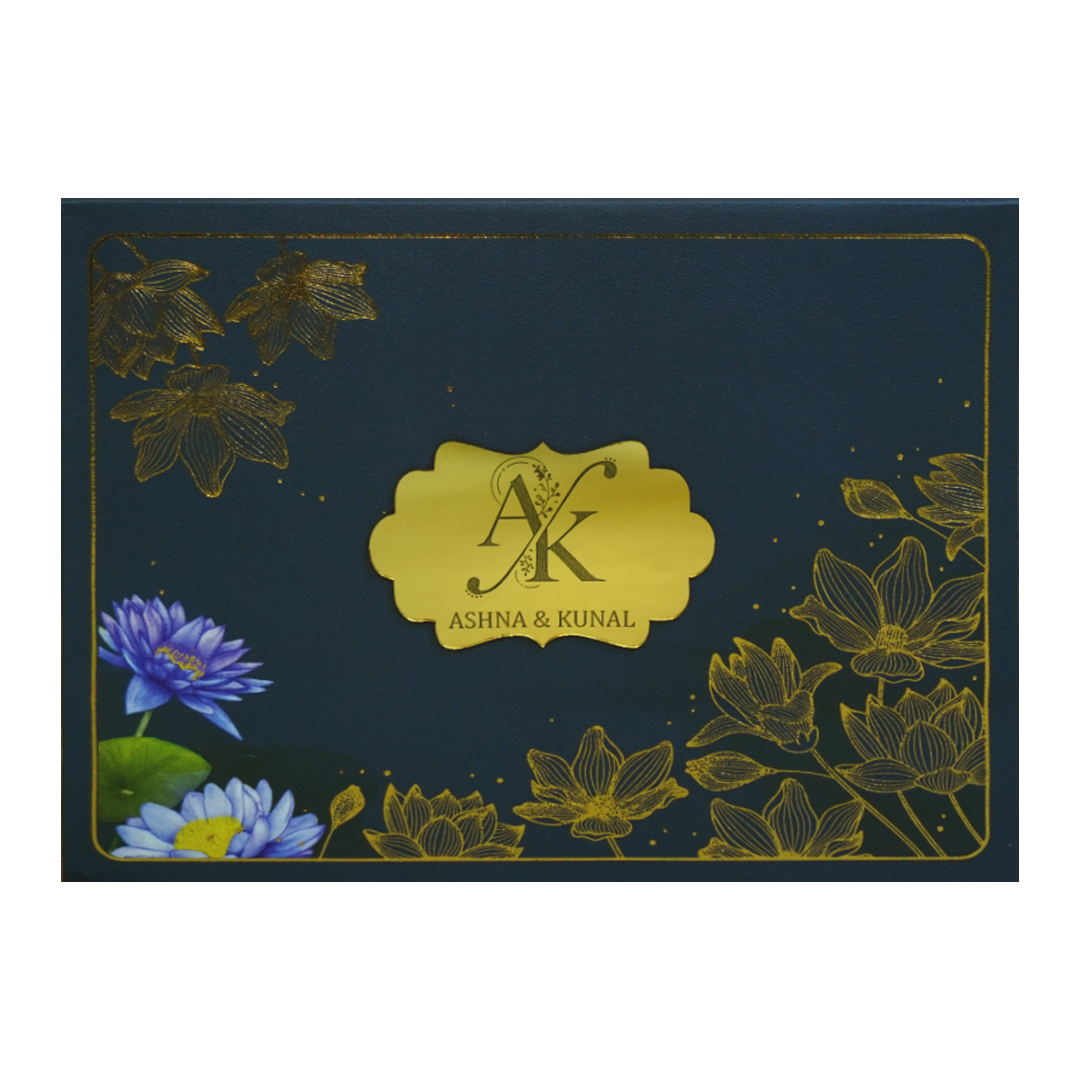 Blue Floral Wedding Card Design-KBM04600