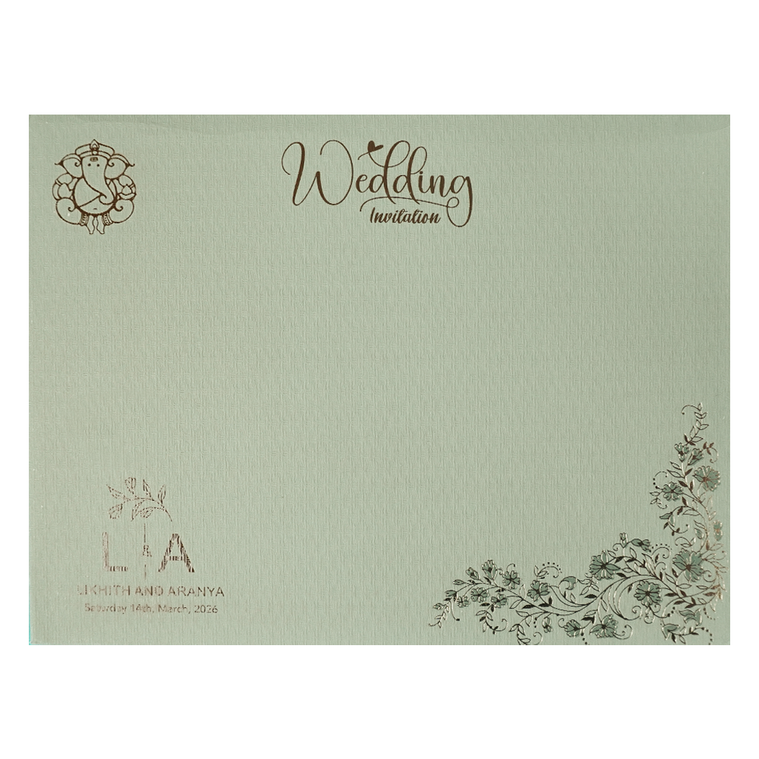 Buy Green Floral Embossed Padded Wedding Card