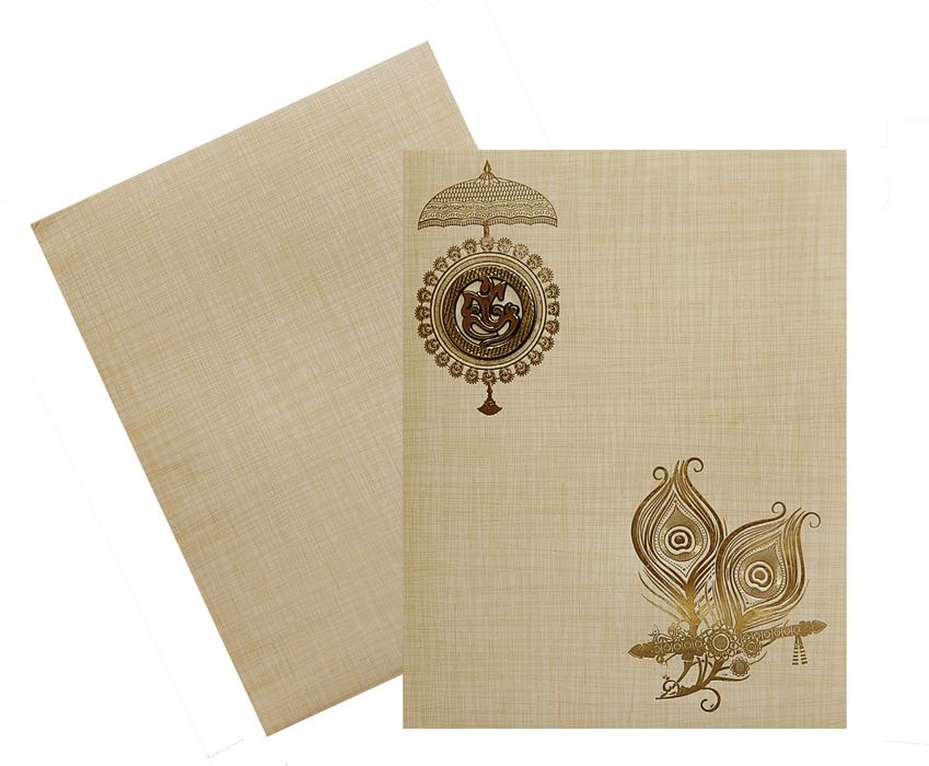 Sandal Jumbo Metallic Peacock Feather And Ganesha Sticker-KNK50151