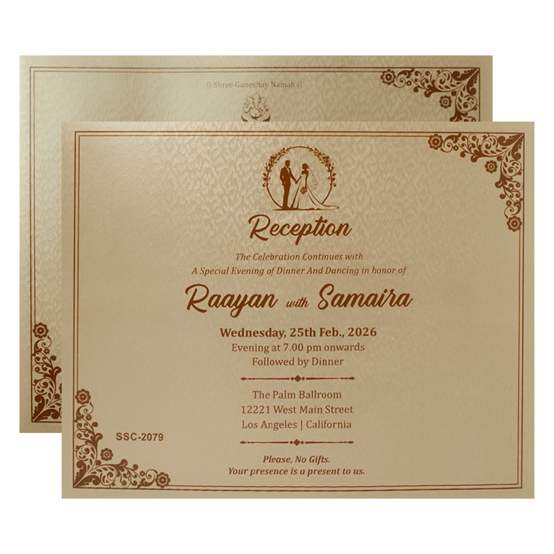 Buy Gold Floral Ornate Padded Wedding Card