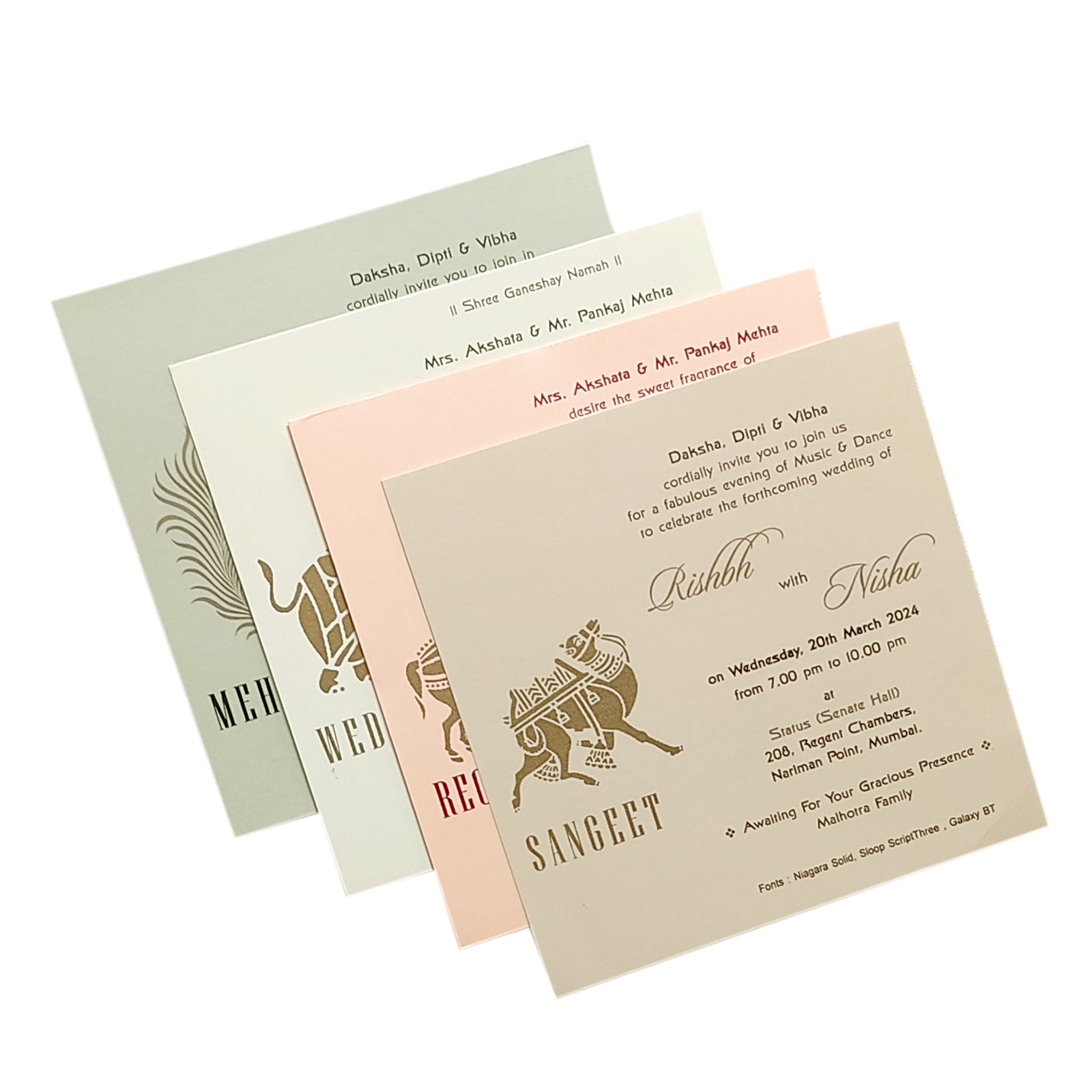Green Geometric Design Invitation Card-KRC29491