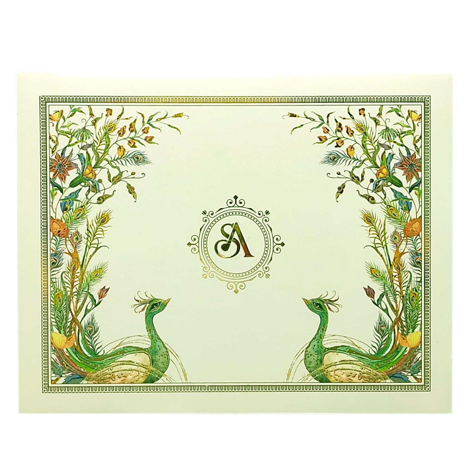 White Peacock Wedding Card Design-KBM04530