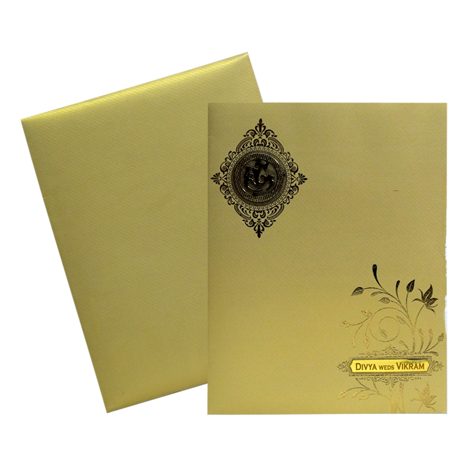 Light Gold Wedding Card-KNKT5026
