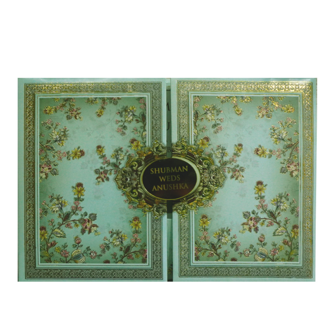 Mint Green Marriage Invitation Card-KRB8250