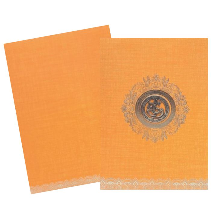 Orange Metallic Royal Gold Foiling Design Invitation Card-KNCM16OG-King of Cards