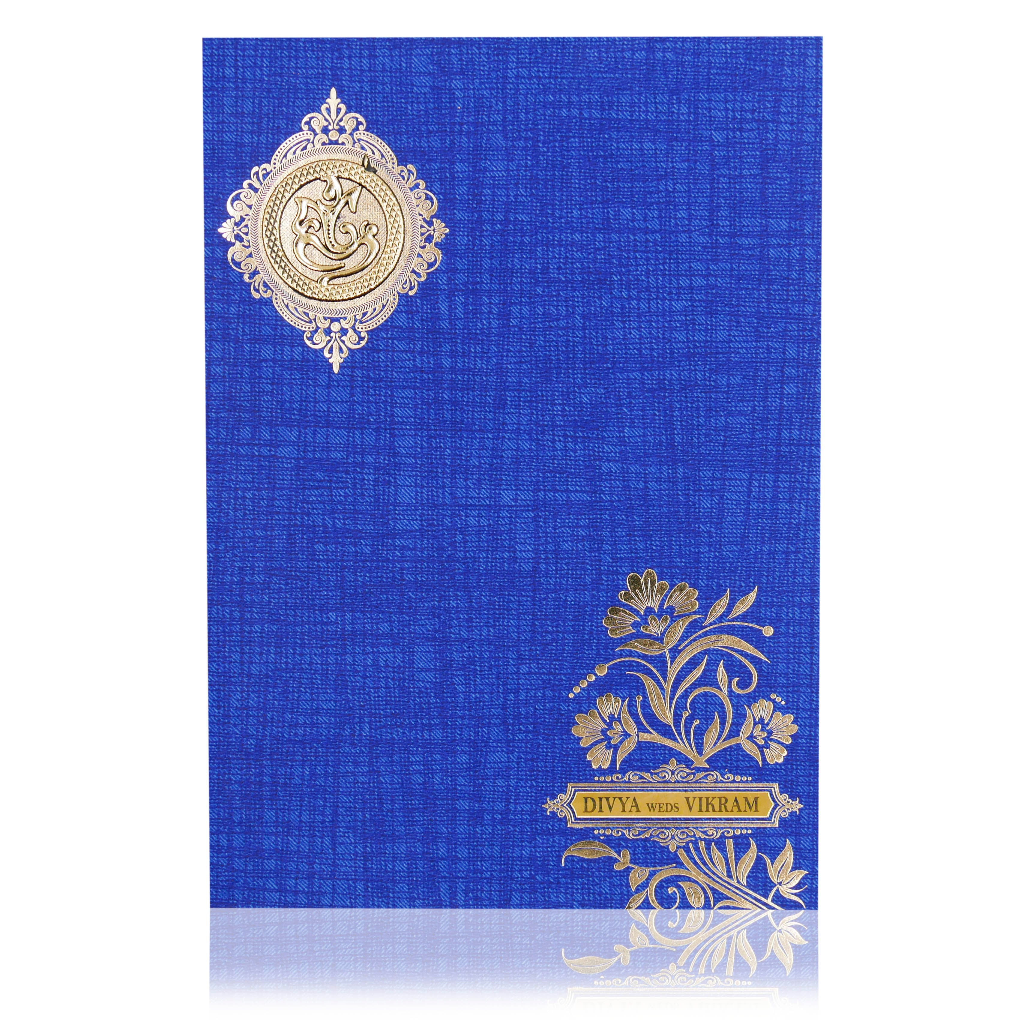 Blue Classic Paper Print Debonair White Floral Design With Name Plate-KNCP824B
