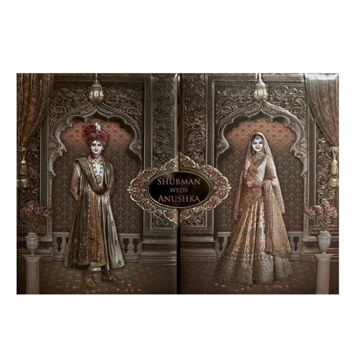 Brown Padded Embossed Invitation Card-King of Cards