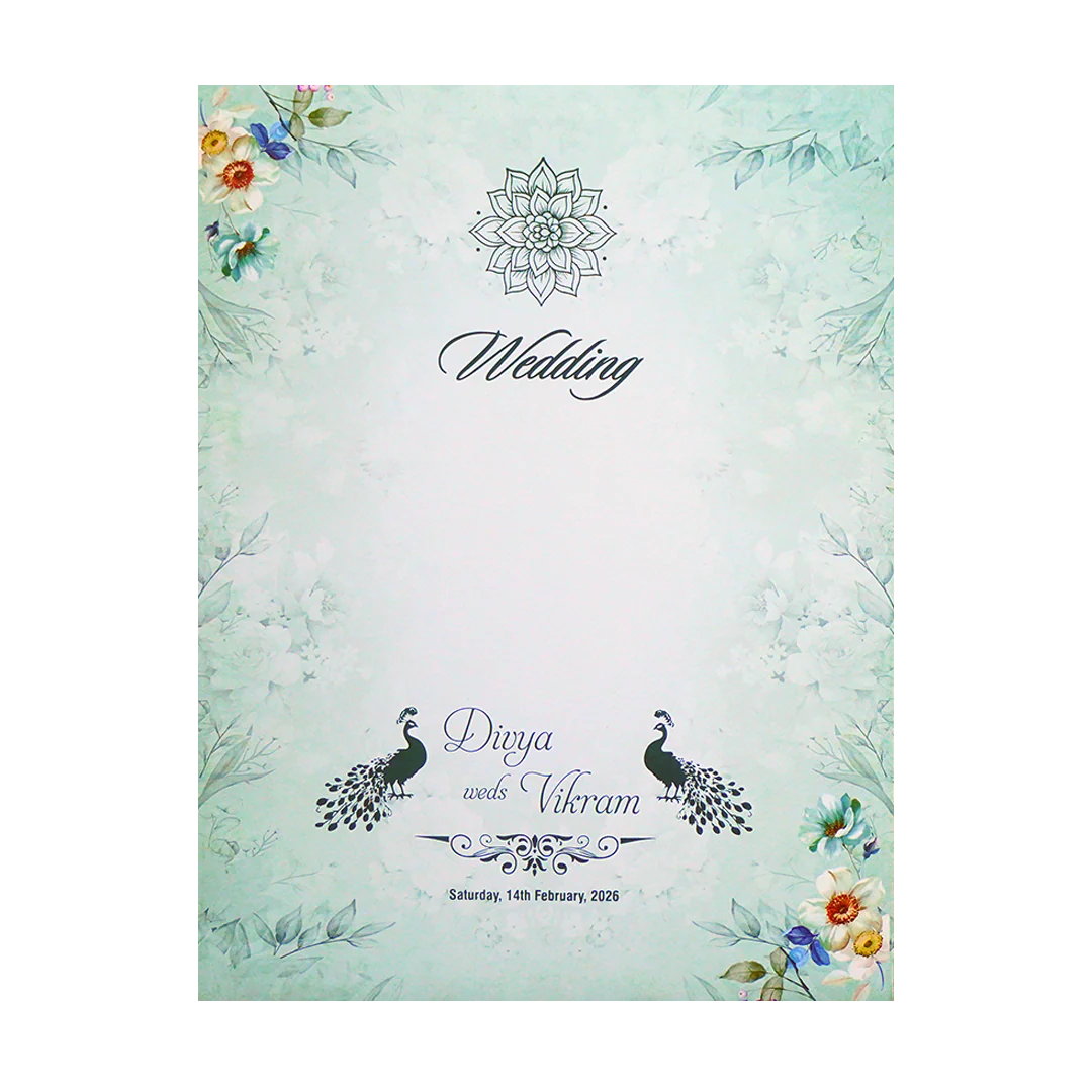 Green Floral Single Sheet Invitation-KNPA412G