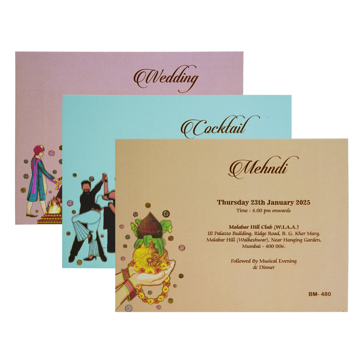 Orange Padded Designs Wedding Card-Kbm04800
