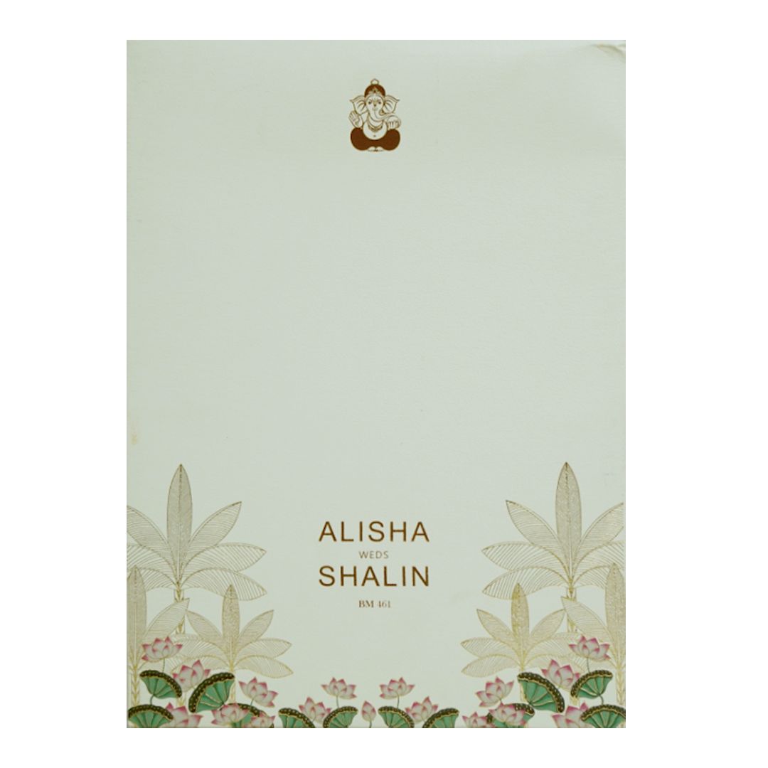Cream Floral Lotus Wedding Card-King of Cards