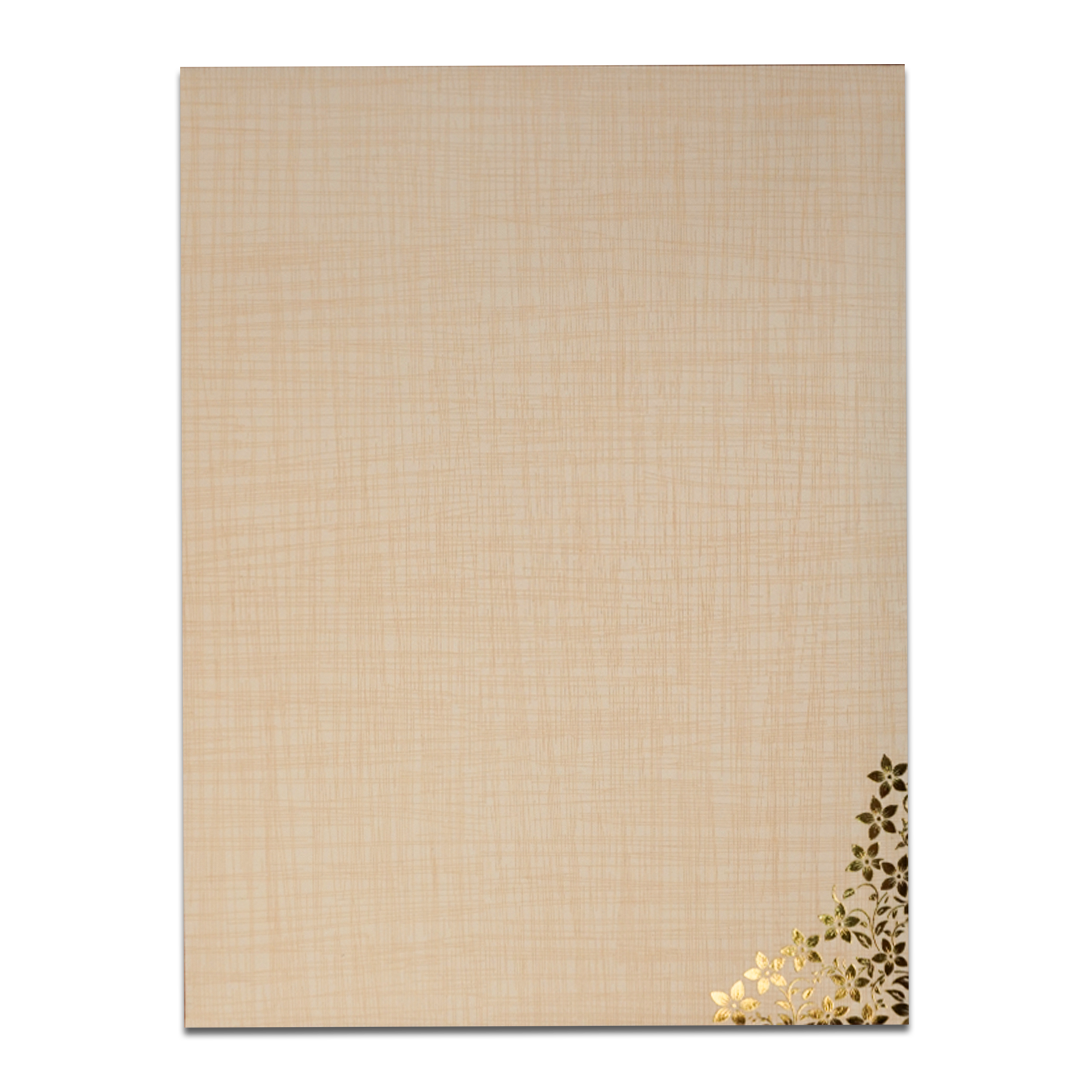 Cream Gold Floral Ganesha Wedding Card-KNK7082S