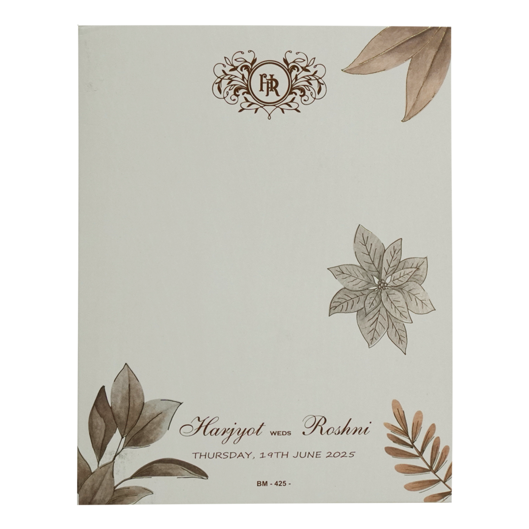 Cream Floral Padded Invitation Card-KBM04250