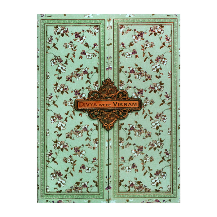 Green Floral Nameplate Door Invitation Card-King of Cards