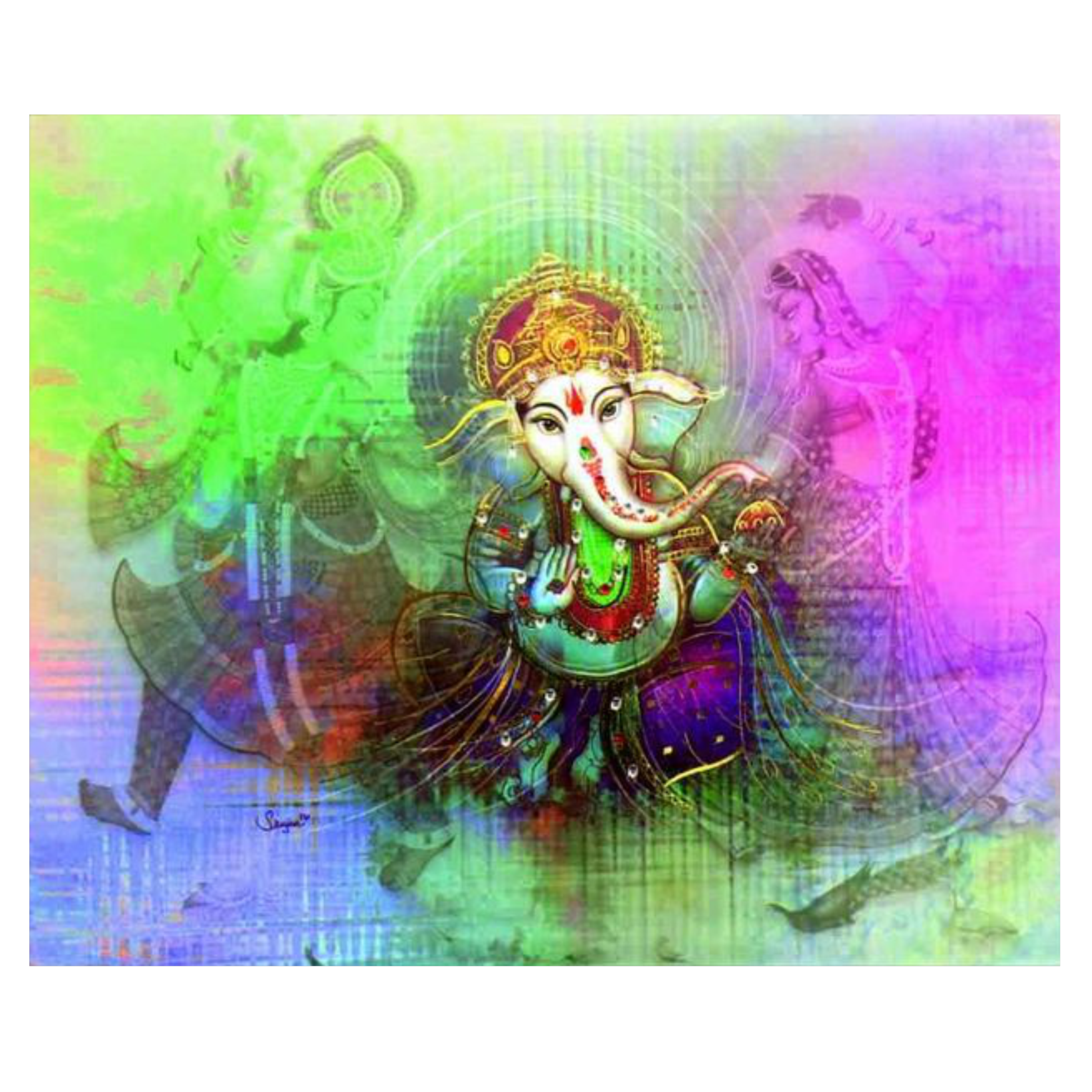 Invitation Card - Sparkling Multicolor Ganesha Wedding Card - KNKZ0421
