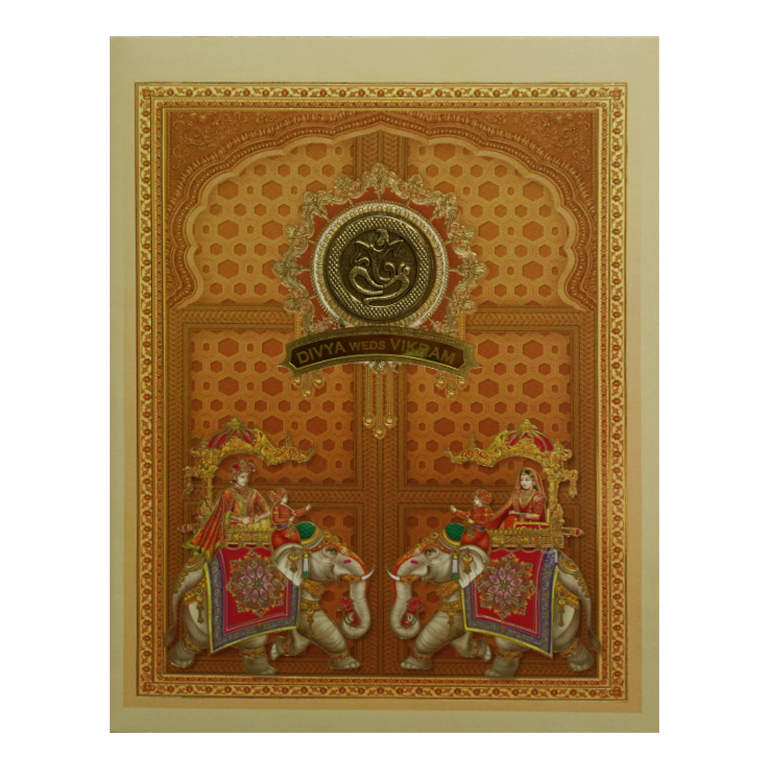 Light Yellow Elephant Wedding Card-King of Cards