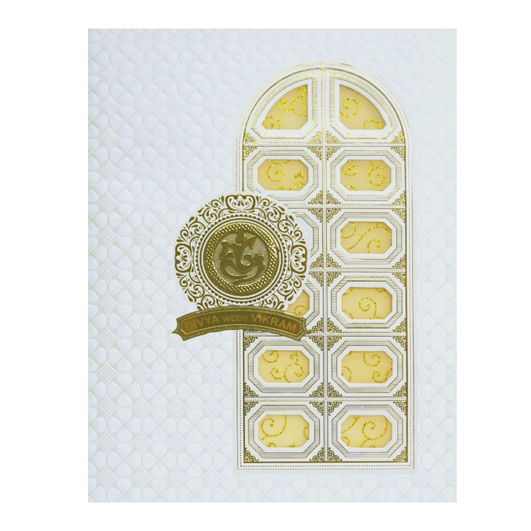 White Laser Cut Wedding Card-King of Cards