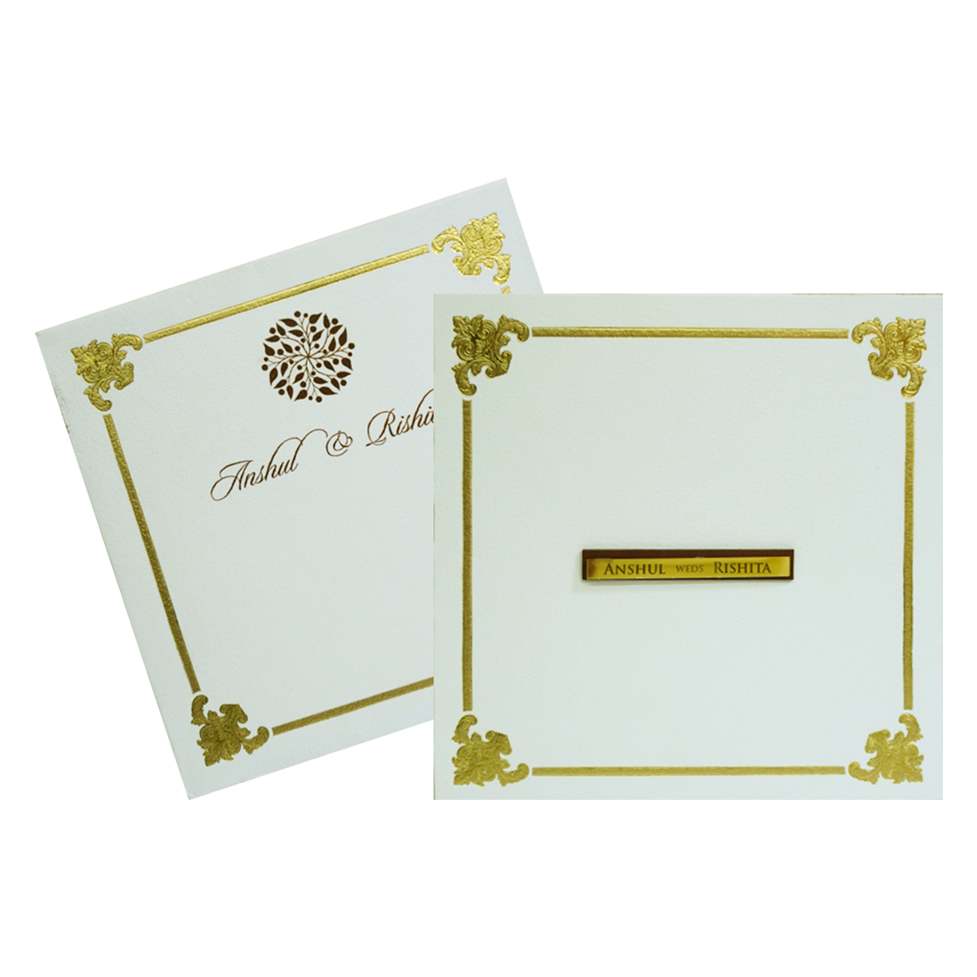 White Floral Box Wedding Card-King of Cards