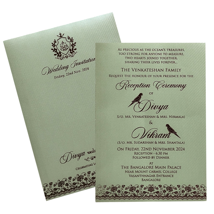 Green Texture Single Sheet Invitation Card-King of Cards