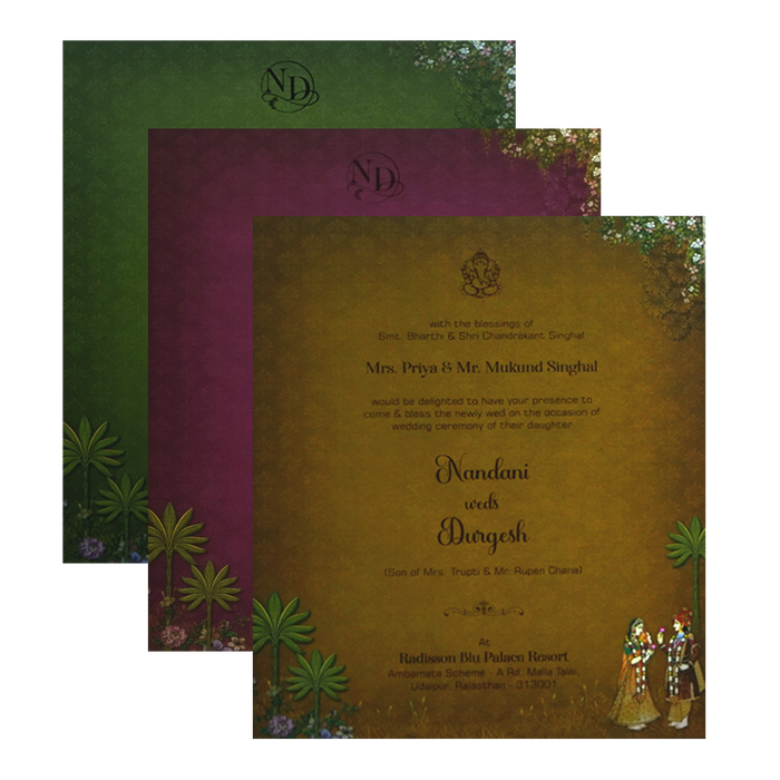 Dark Green MDF Wedding Card-King of Cards