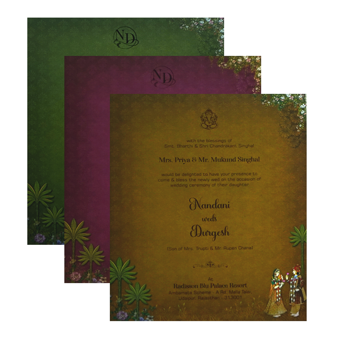 Dark Green MDF Wedding Card-King of Cards