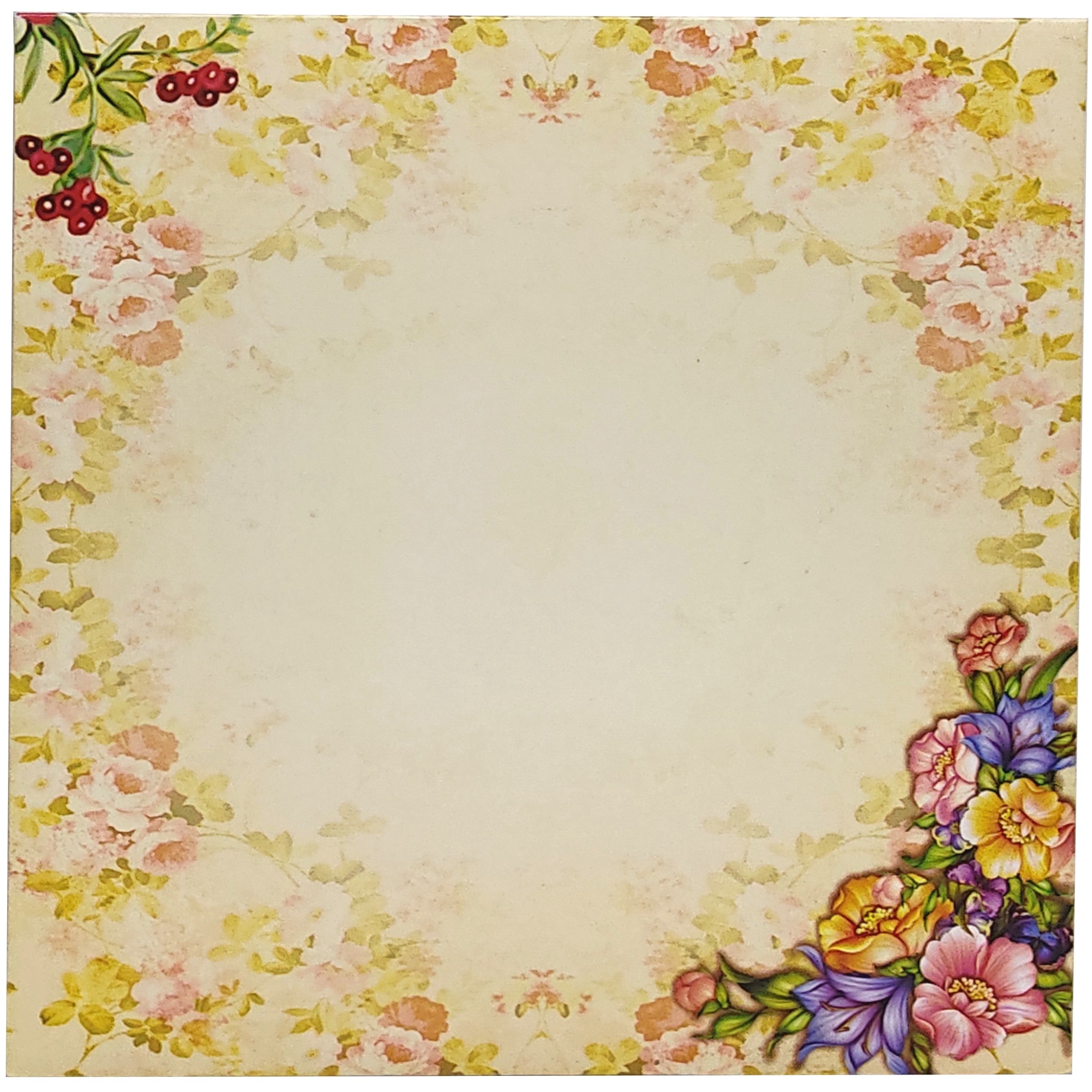 Multicolour Floral Design in Offset With Name Plate-KNCT8802-King of Cards