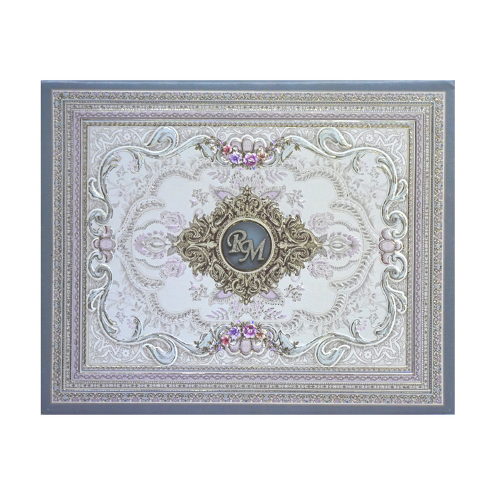 Greyish Blue Padded Invitation-King of Cards