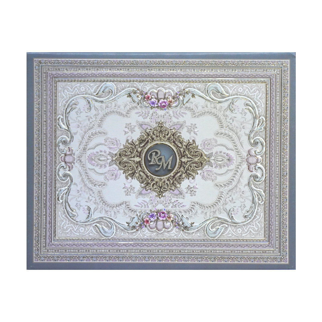 Greyish Blue Padded Invitation-KSI12290