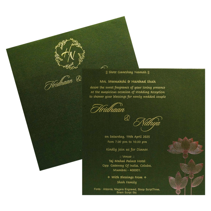 Dark Green Single Sheet Invitation-King of Cards
