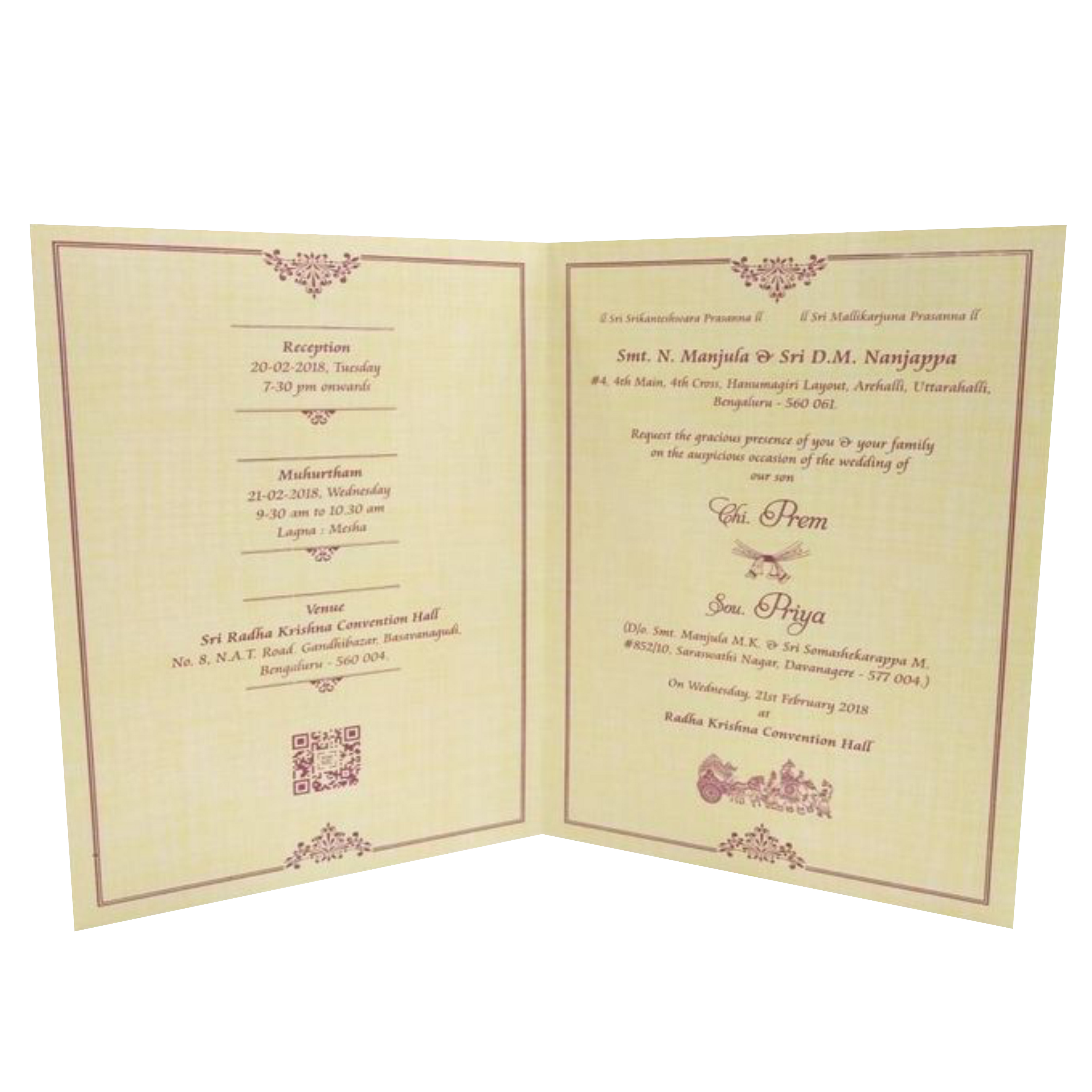 Blue Floral Border Gold Foil Invitation Card-Kncm803b-King of Cards