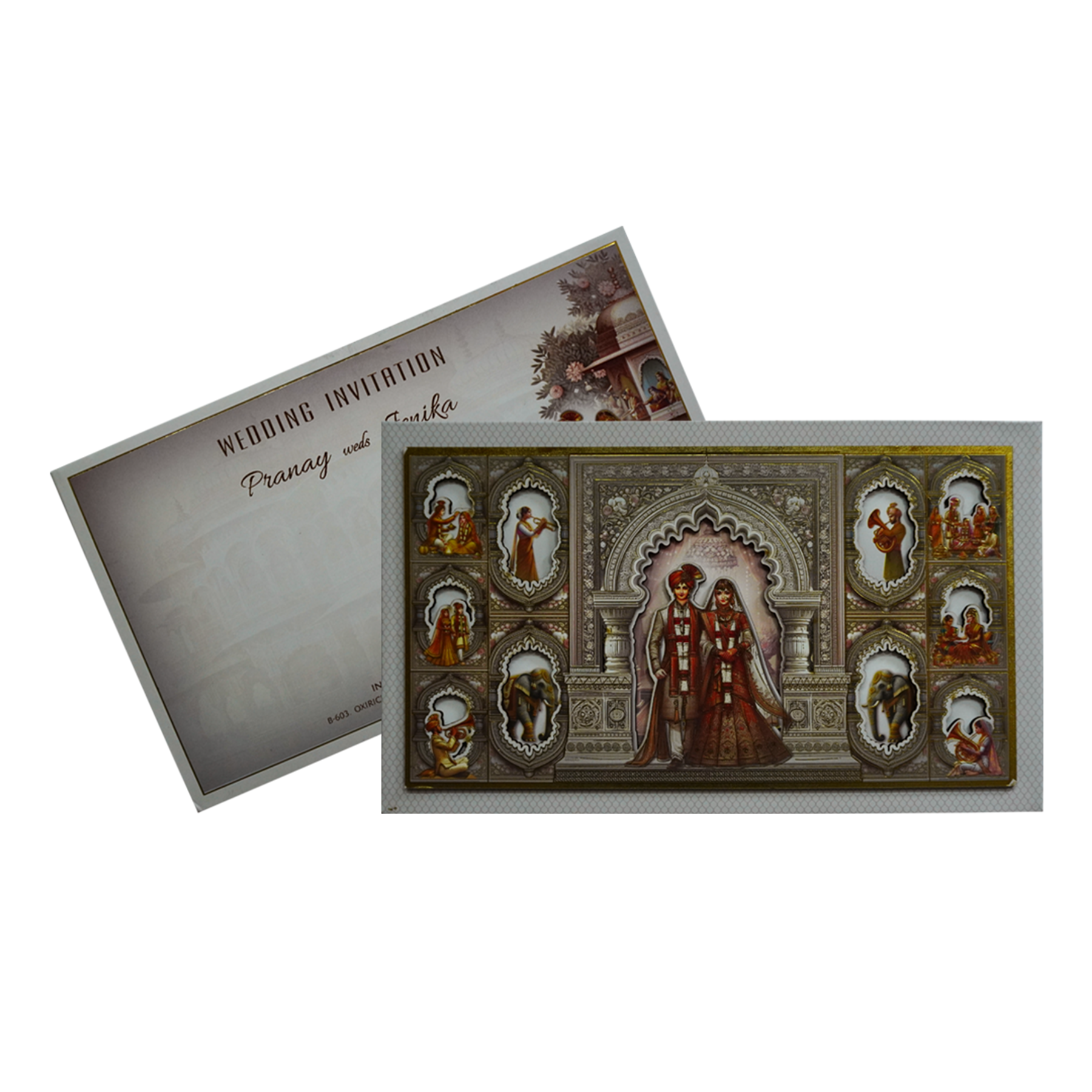 Grey Royal Wedding Padded Card-Krc30870